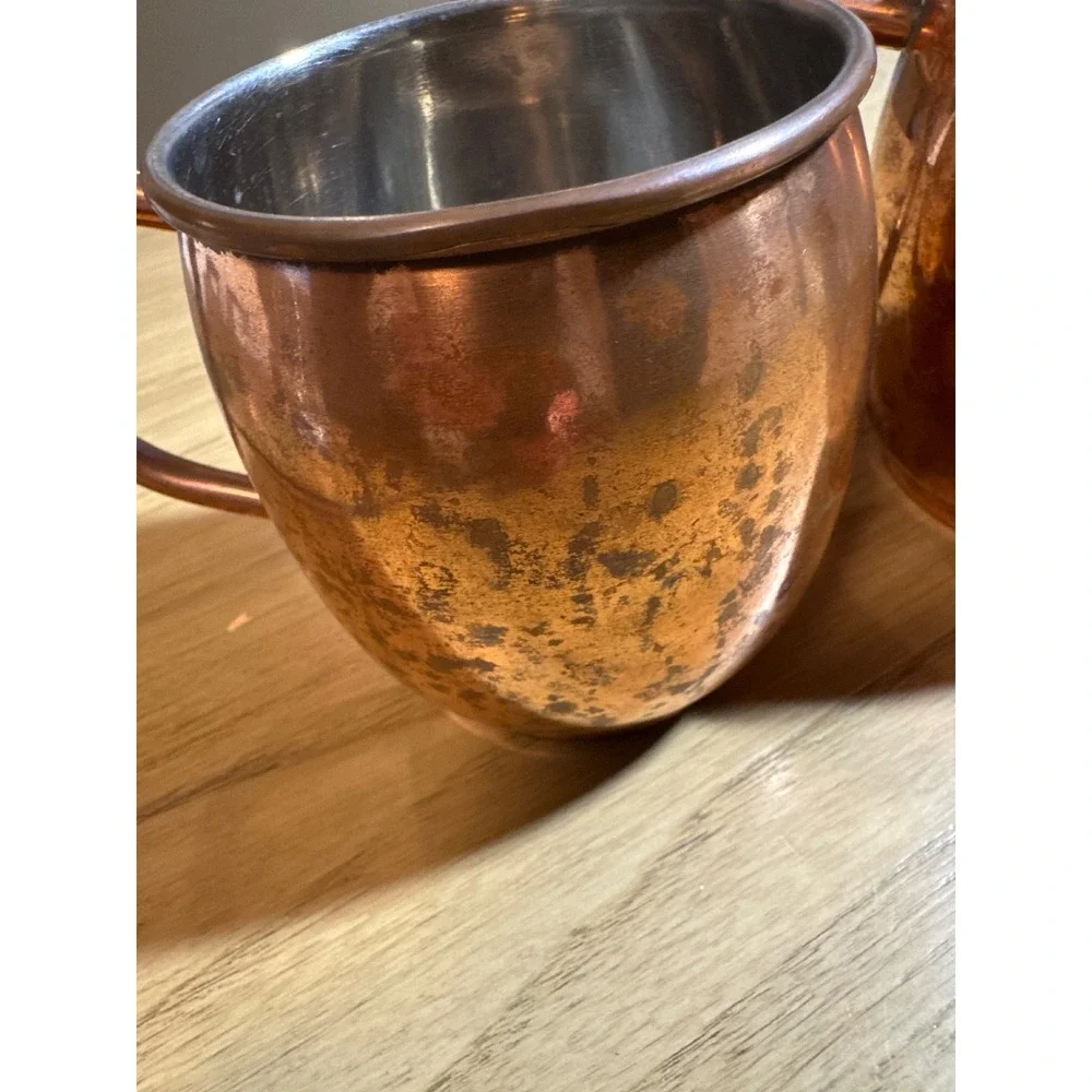Circle Glass Copper Moscow Mule Mugs Set of 2 Stainless Steel Lined 02711